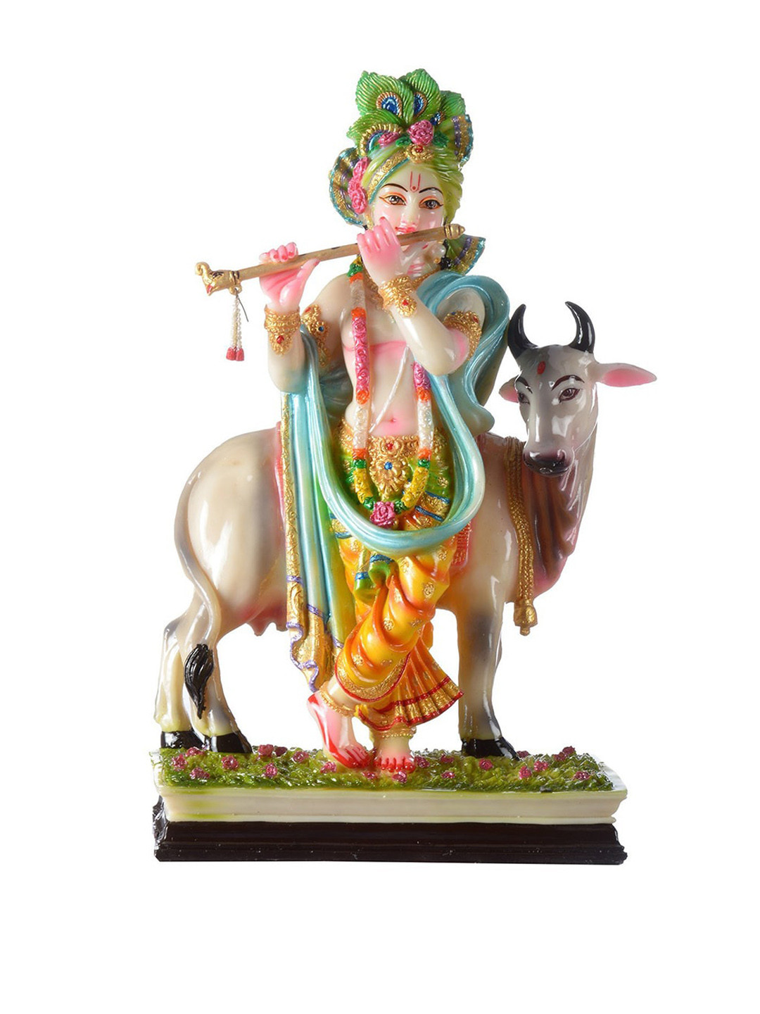Gifts N Greetings Nathkhat Khanhaiya White Polyresin Glossy Prayer Room Medium Showpiece - 4.7 Inches