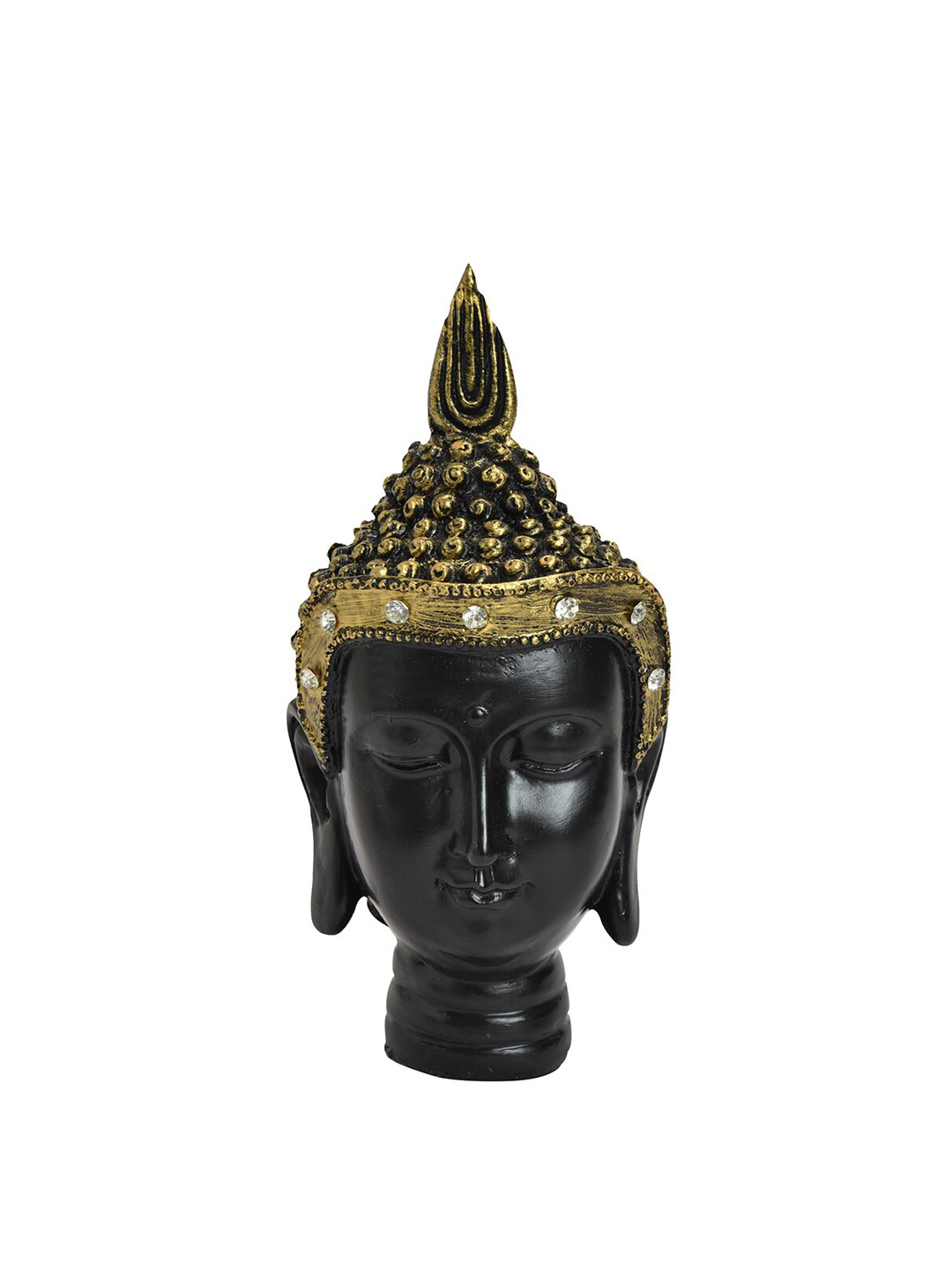 Gifts N Greetings Elegant Buddha Head Black Polyresin Matte Living Room Small Showpiece - 2 Inches