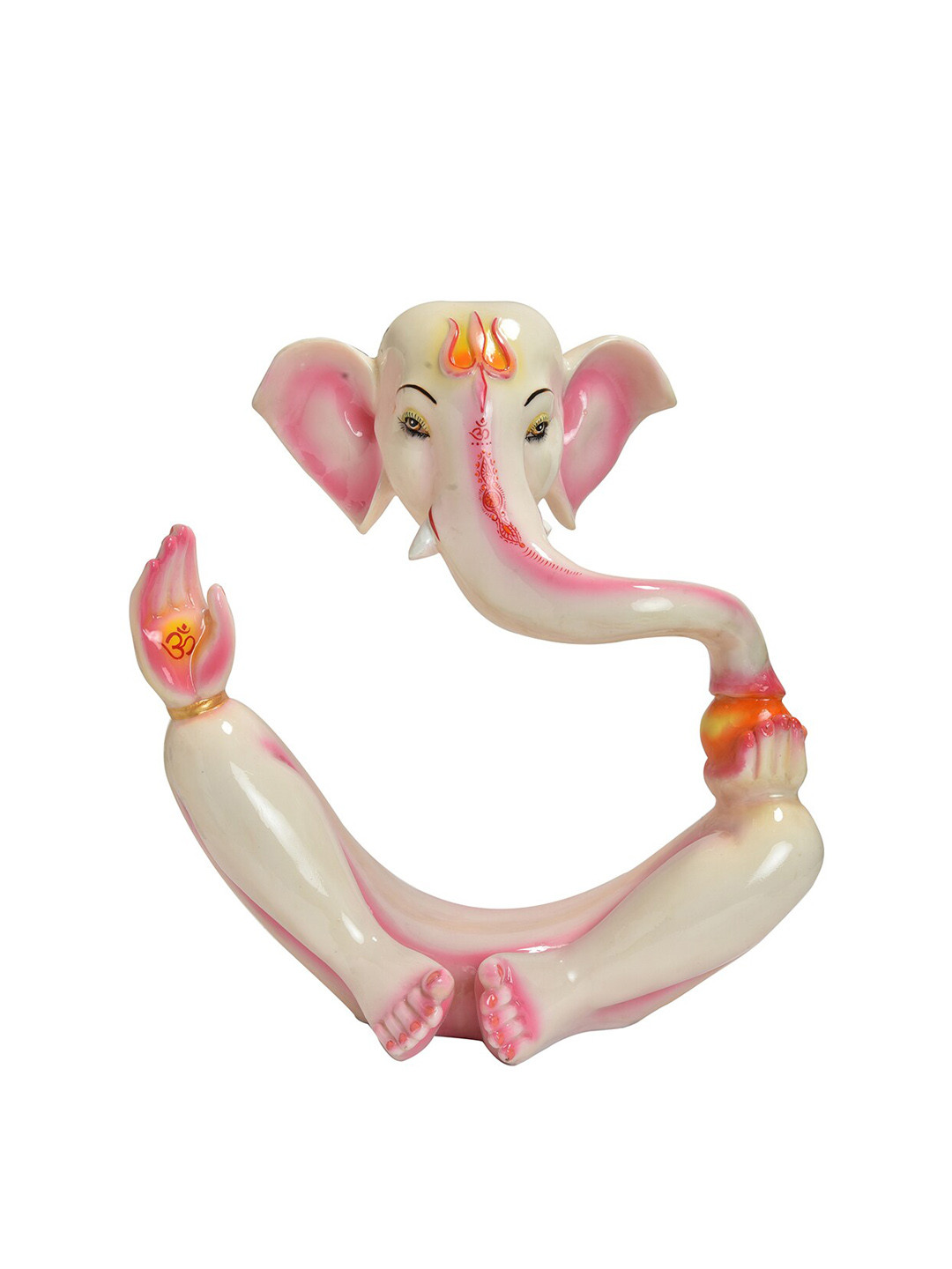 Gifts N Greetings Floating Ganesha White Polyresin Glossy Prayer Room Medium Showpiece - 7.9 Inches