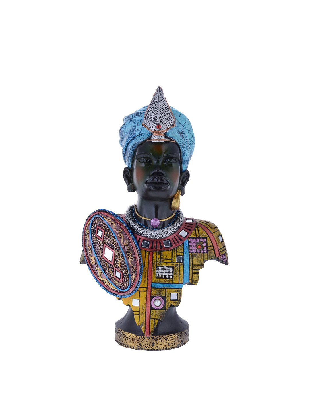 Gifts N Greetings Half Bust African Boy Black Polyresin Matte Prayer Room Medium Showpiece - 4.7 Inches