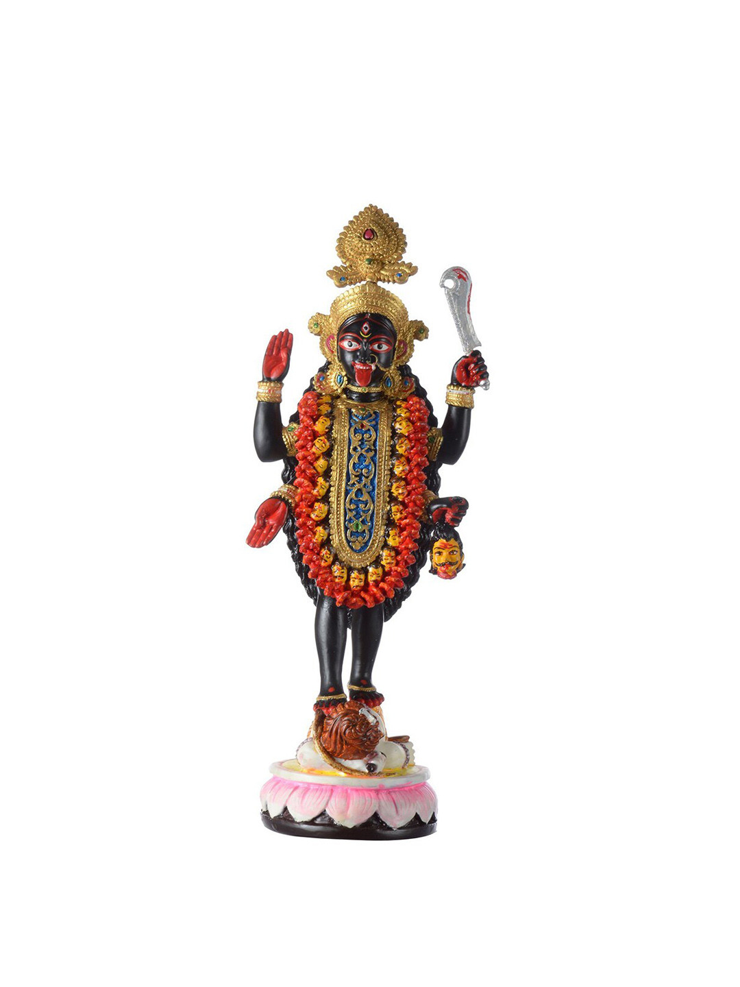 Gifts N Greetings Maa Kali Black Polyresin Glossy Prayer Room Small Showpiece - 6.3 Inches