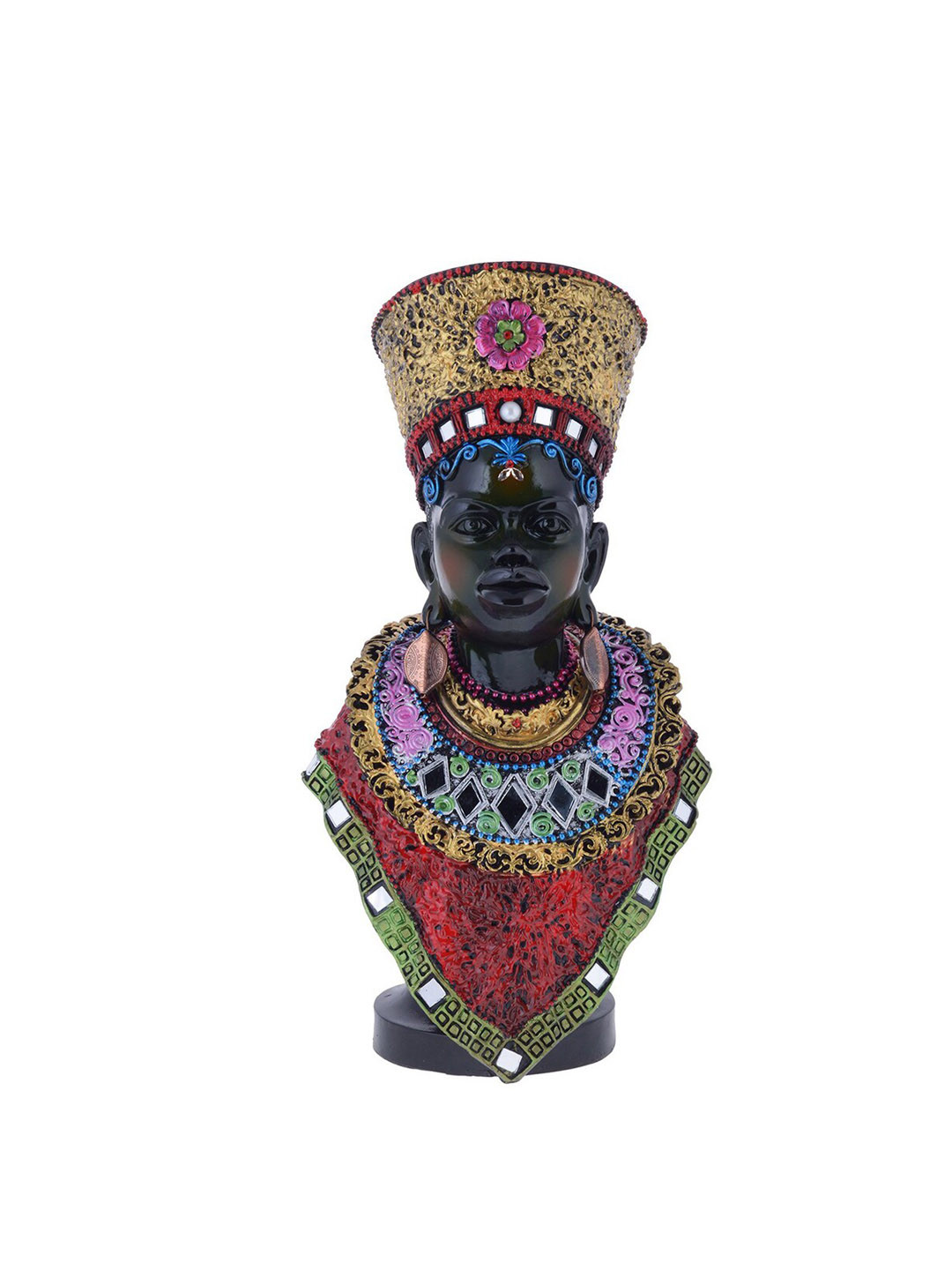 Gifts N Greetings Half Bust African Girl Black Polyresin Matte Prayer Room Small Showpiece - 4.7 Inches