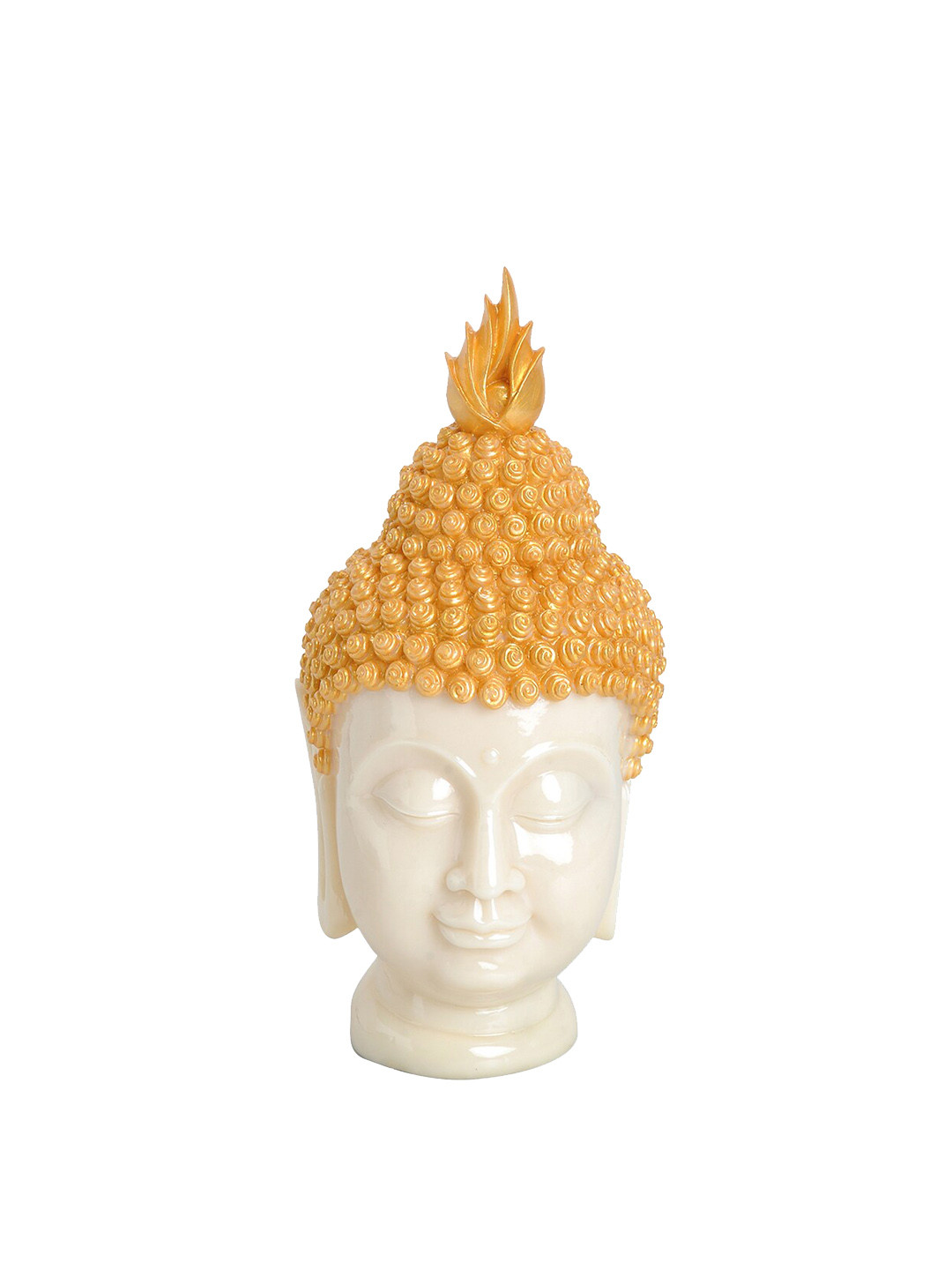 Gifts N Greetings Buddha Head White Polyresin Glossy Home Office Medium Showpiece - 5.5 Inches