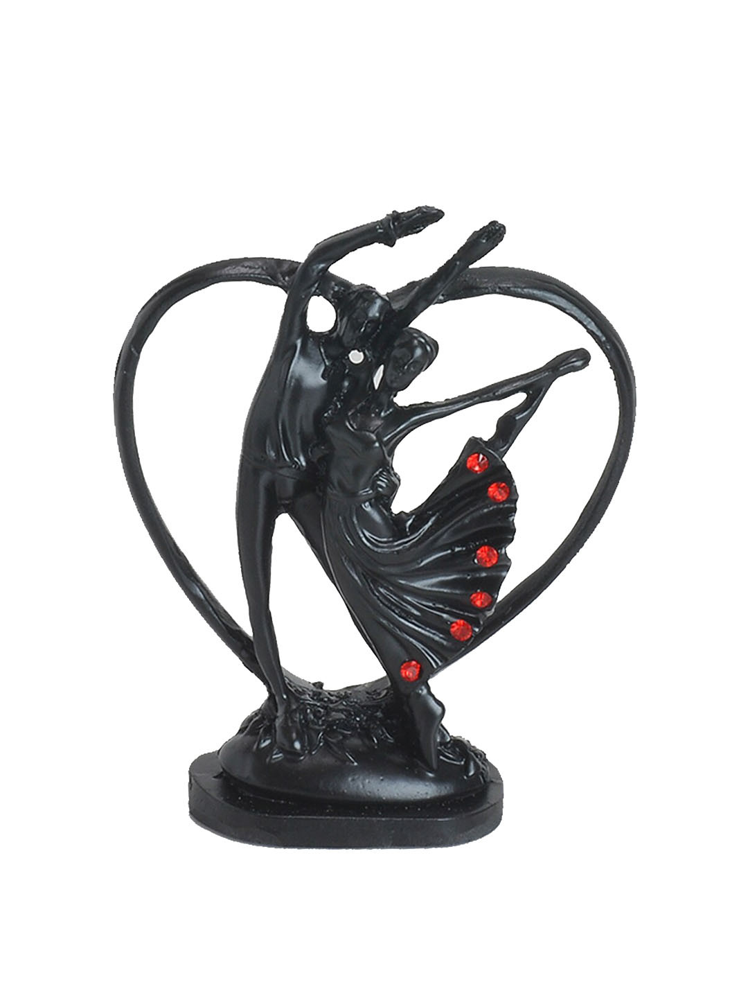 Gifts N Greetings Heart Couple Black Polyresin Matte Living Room Small Showpiece - 2 Inches