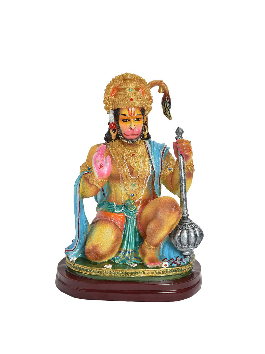 Gifts N Greetings Ashirbad Mudra Hanuman Jee Gold Polyresin Glossy Prayer Room Small Showpiece - 4.7 Inches
