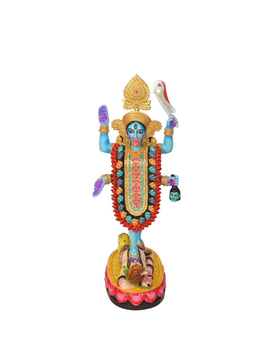 Gifts N Greetings Maa Kali Blue Polyresin Matte Prayer Room Large Showpiece - 7.5 Inches