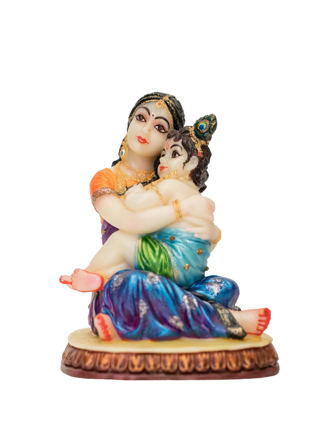 Gifts N Greetings Yashoda Gopal Purple Polyresin Matte Living Room Small Showpiece - 3.9 Inches