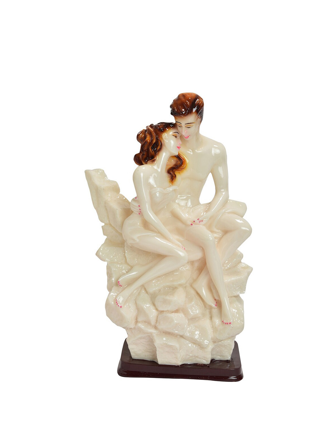 Gifts N Greetings Couple on Rock White Polyresin Natural Bedroom Small Showpiece - 5.1 Inches