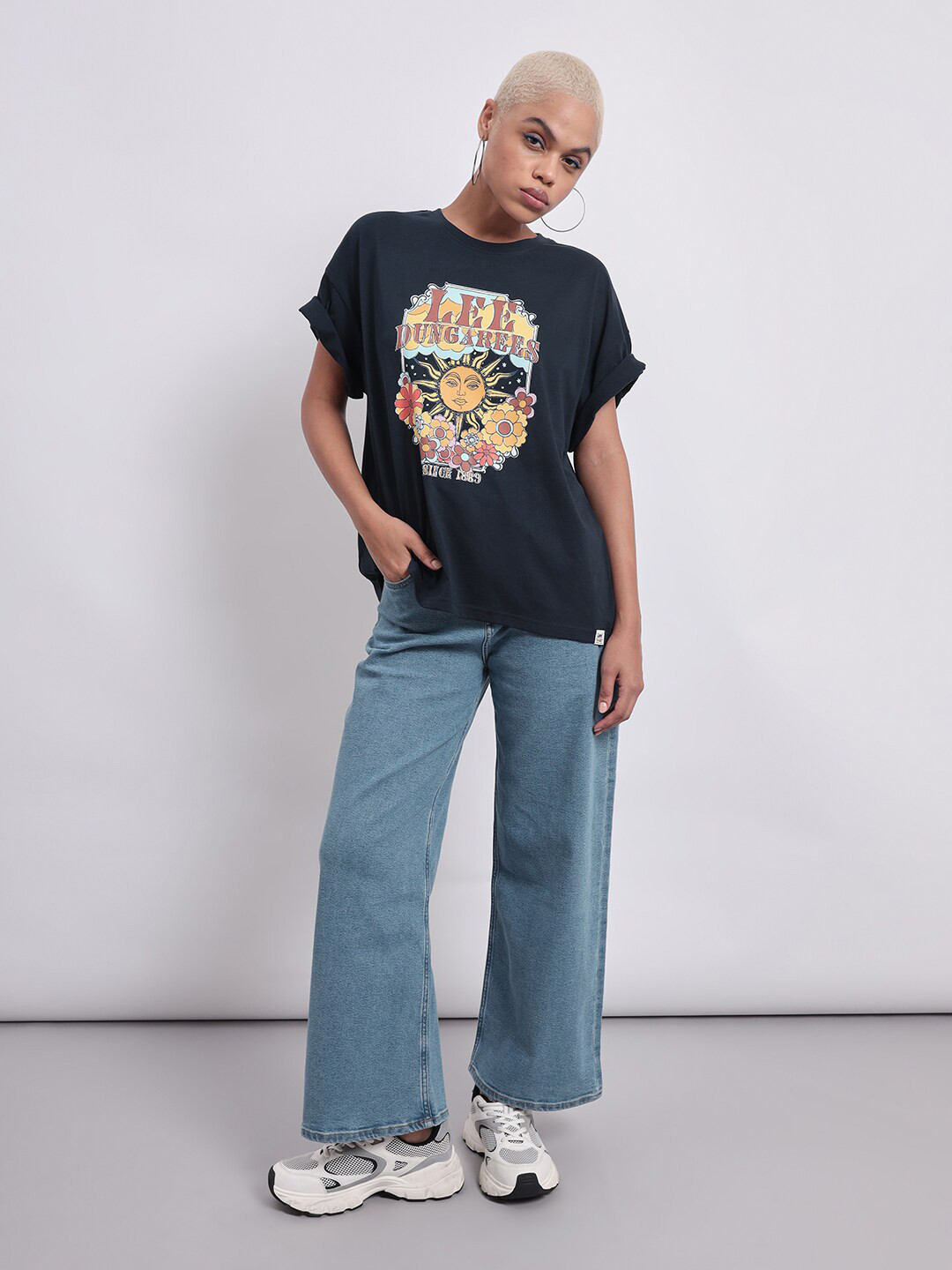 Lee Women Graphic Print Crew Neck Oversized Fit Tshirt