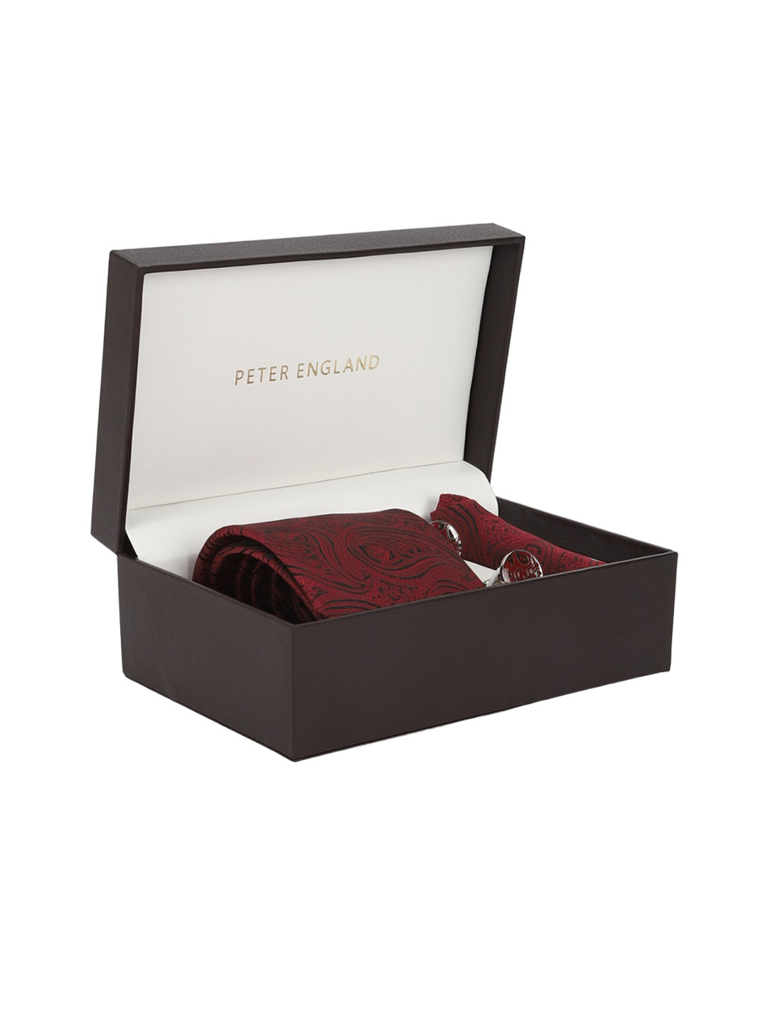 Peter England Men Embroidered Tie Pocket Square And Cufflink Accessory Gift Set