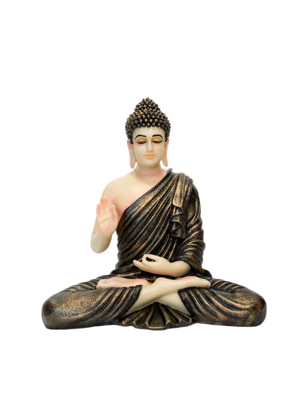 Gifts N Greetings Ashirbad Buddha Brown Polyresin Matte Living Room Small Showpiece - 9.1 Inches