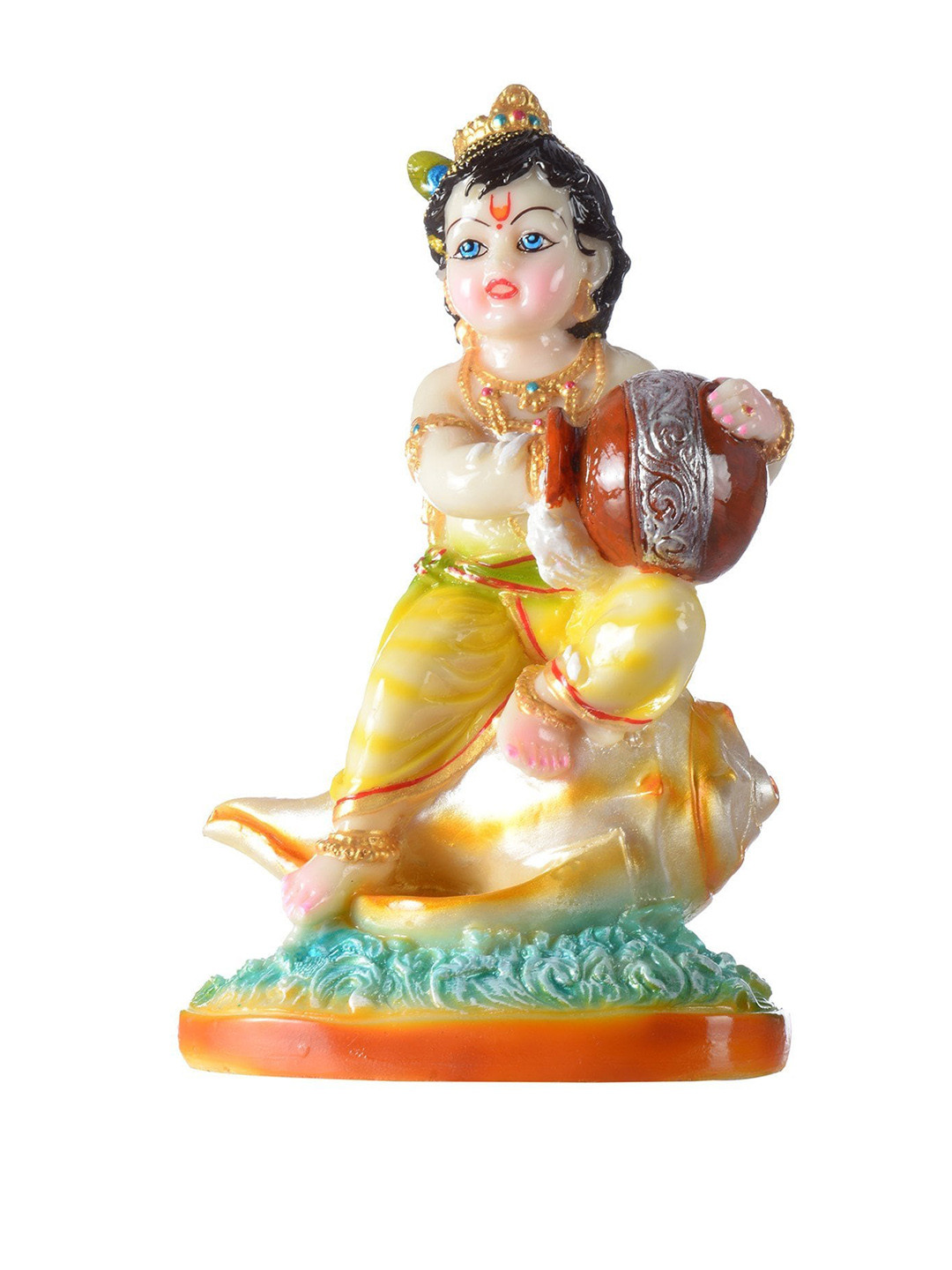 Gifts N Greetings Makhan Gopal White Polyresin Matte Prayer Room Small Showpiece - 4.7 Inches