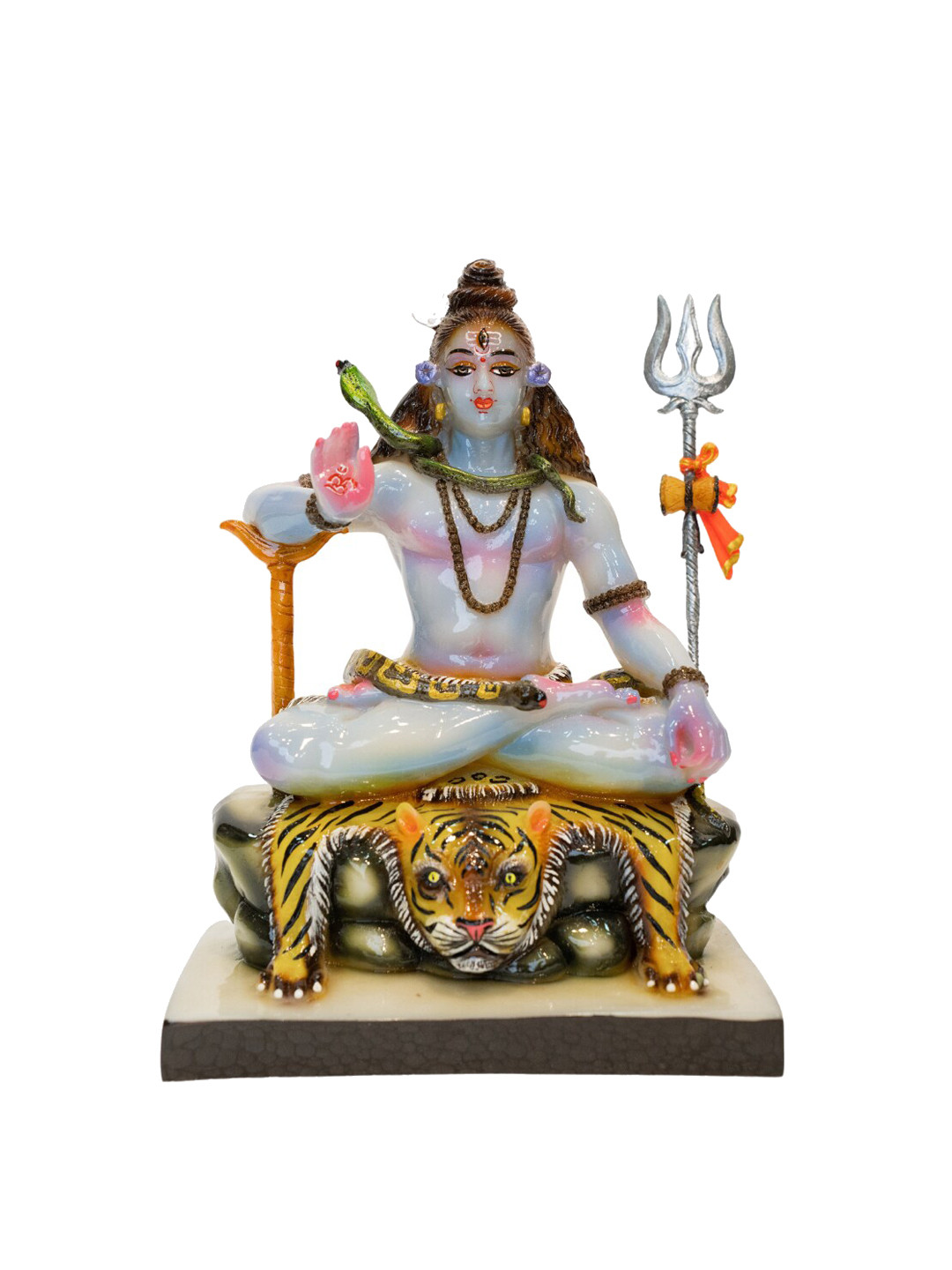 Gifts N Greetings Shiv Ji Show White Polyresin Matte Prayer Room Small Showpiece - 4.7 Inches