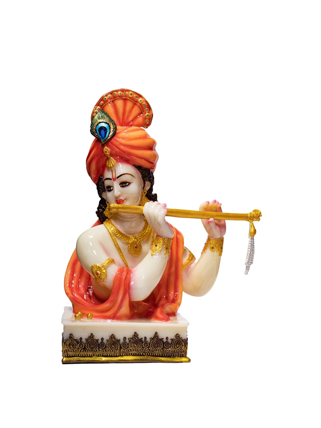 Gifts N Greetings Orange Polyresin Matte Prayer Room Small Showpiece - 7.1 Inches