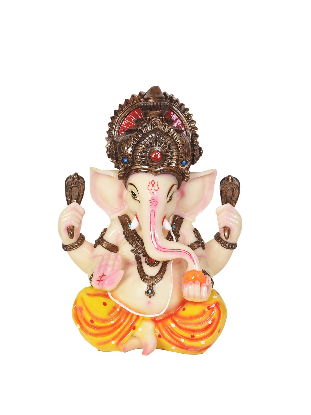 Gifts N Greetings Ganesha White Polyresin Matte Prayer Room Small Showpiece - 8.3 Inches