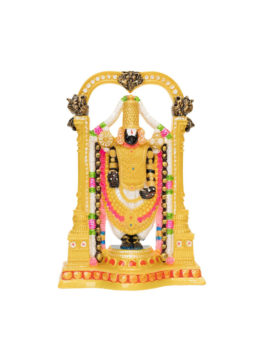 Gifts N Greetings Tirupati Balaji Gold Polyresin Glossy Prayer Room Small Showpiece - 2.4 Inches