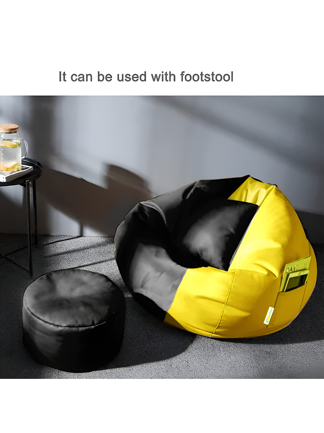 Coaster Shine Black & Yellow Colourblocked 3XL Bean Bag Cover Set