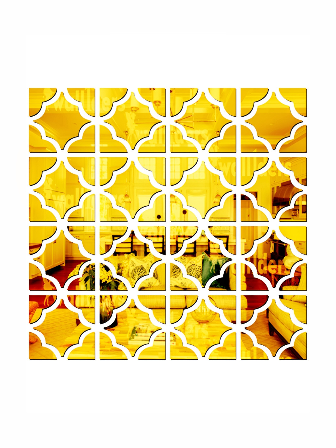 Wall1ders 16 pcs Metallic Toned Geometric Patterned Mirror Wall Sticker