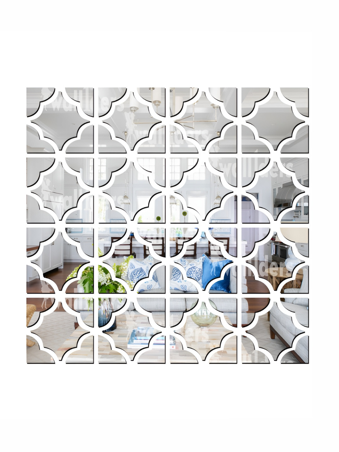 Wall1ders 16 Pcs Metallic Toned Geometric Patterned Mirror Wall Sticker