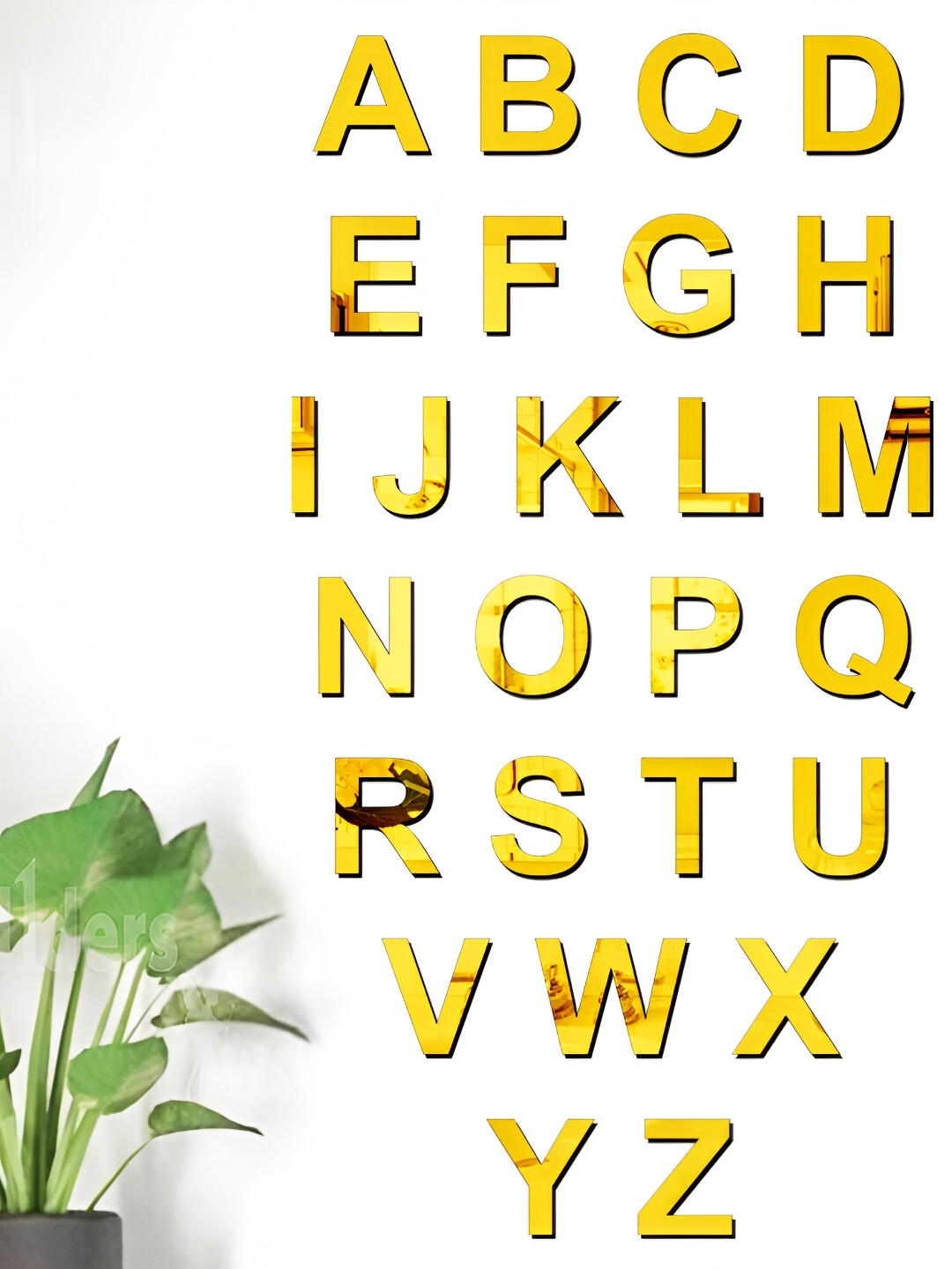 Wall1ders 26 Pcs Metallic Toned Alphabet Mirror Wall Sticker