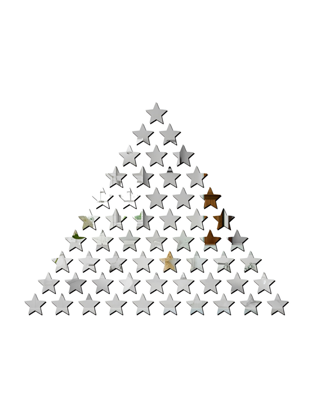 Wall1ders Silver Toned 50 Pieces Star Wall Sticker