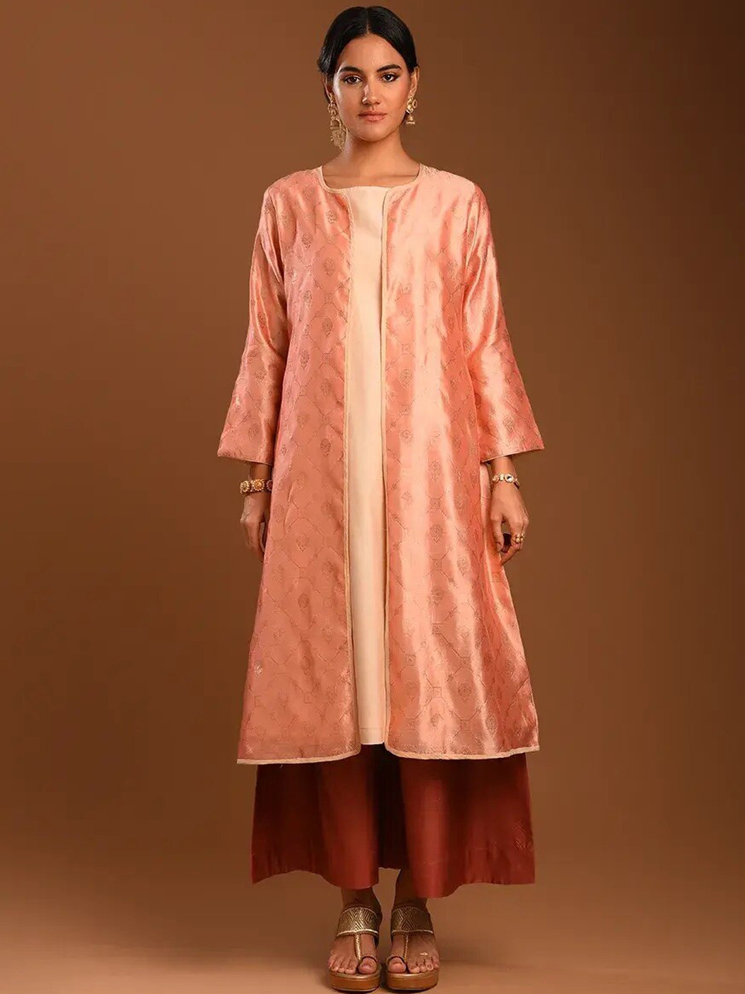 SMRITI GUPTA Ethnic Motifs Self Design Silk Ethnic Jacket