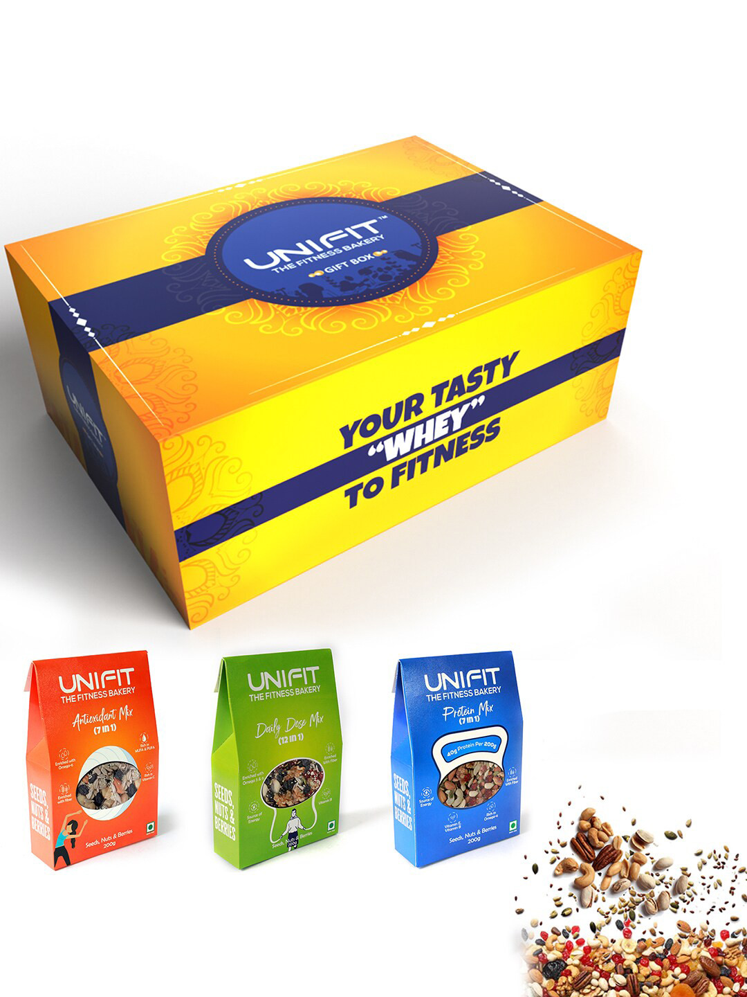 UNIFIT Supermix Gift Hamper Mixed Dry Fruits-200 gm Each