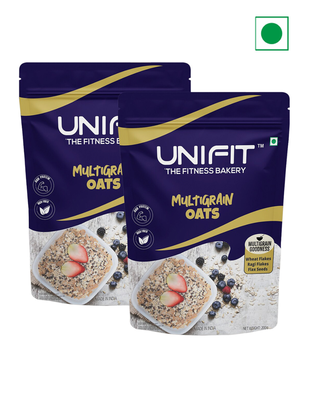 UNIFIT Pack Of 2 Multigrain Oats with Wheat Flakes Ragi Flakes & Flax Seeds-200 Gms Each