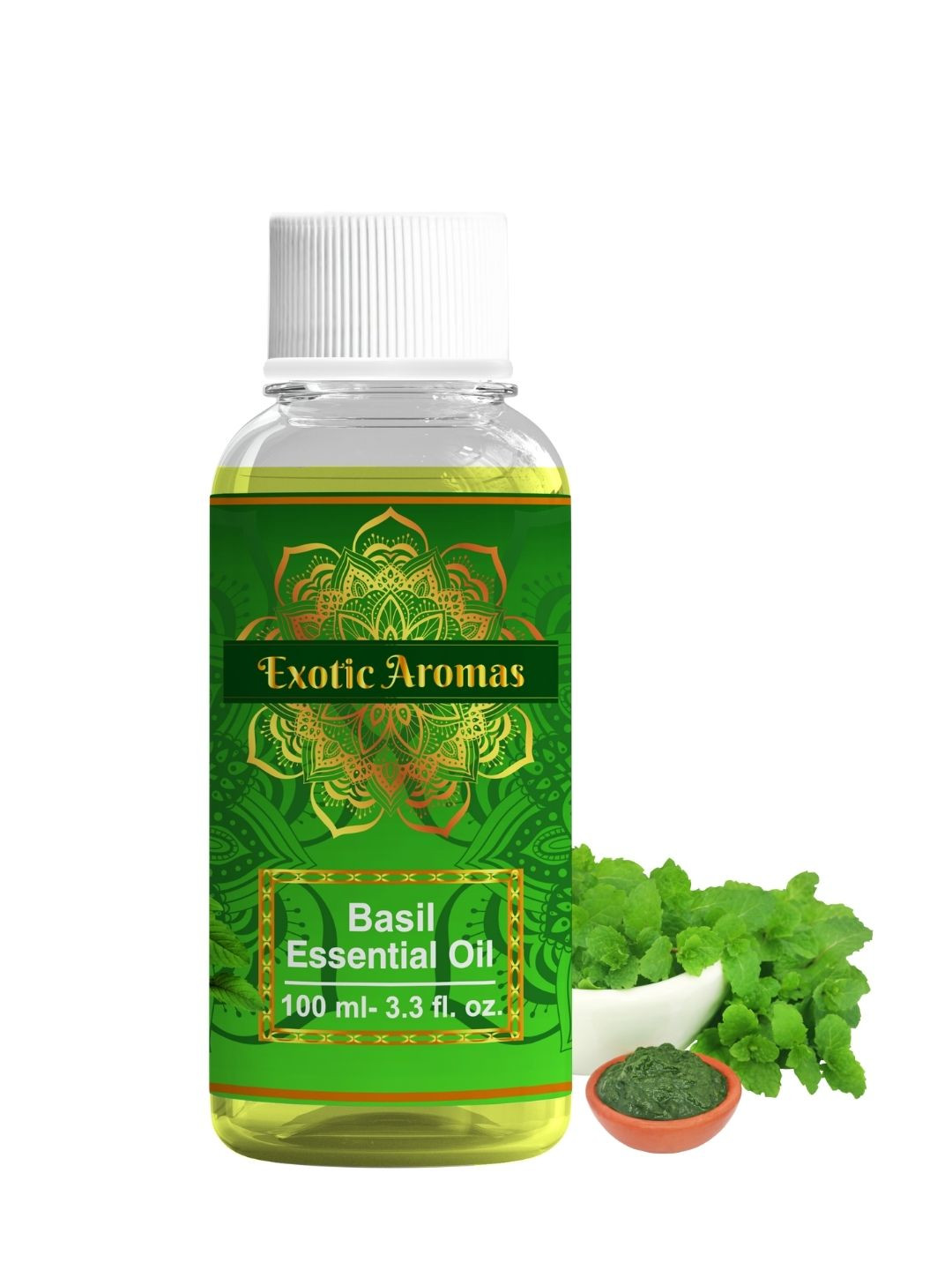 EXOTIC AROMAS Basil Essential Oil For Healthy Hair Face Skin Diffuser - 100ml