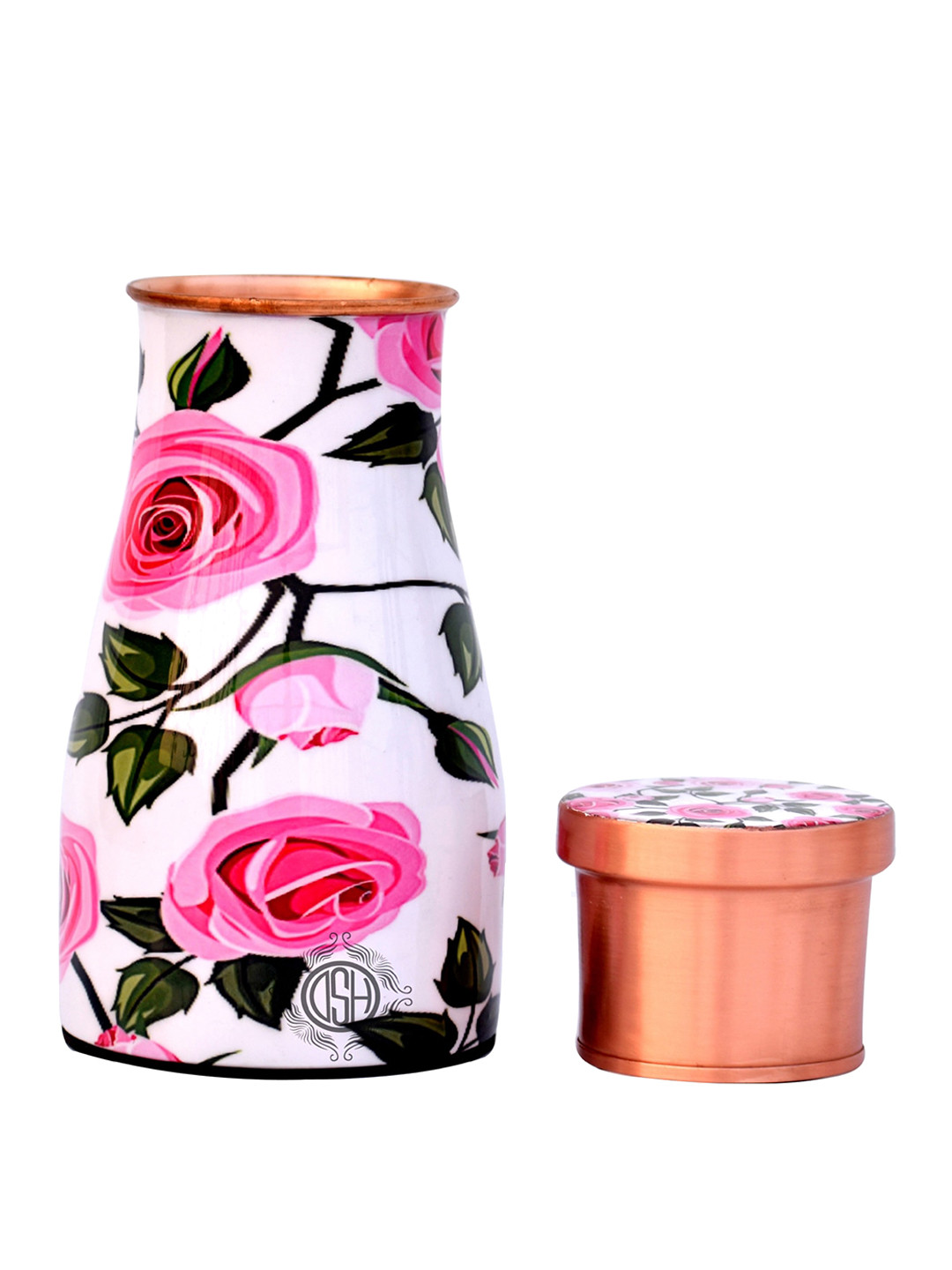 DSH Crafting Your Curiosity BPA Free White Floral Copper Airtight Water Bottle - 1L