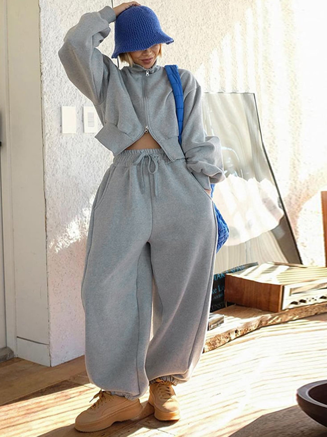 StyleCast Grey Stand Collar Parka Jacket