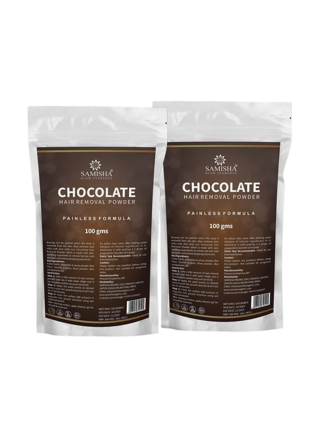 SAMISHA 2-Pcs Chocolate Painless Hair Removal Powder - 100g Each