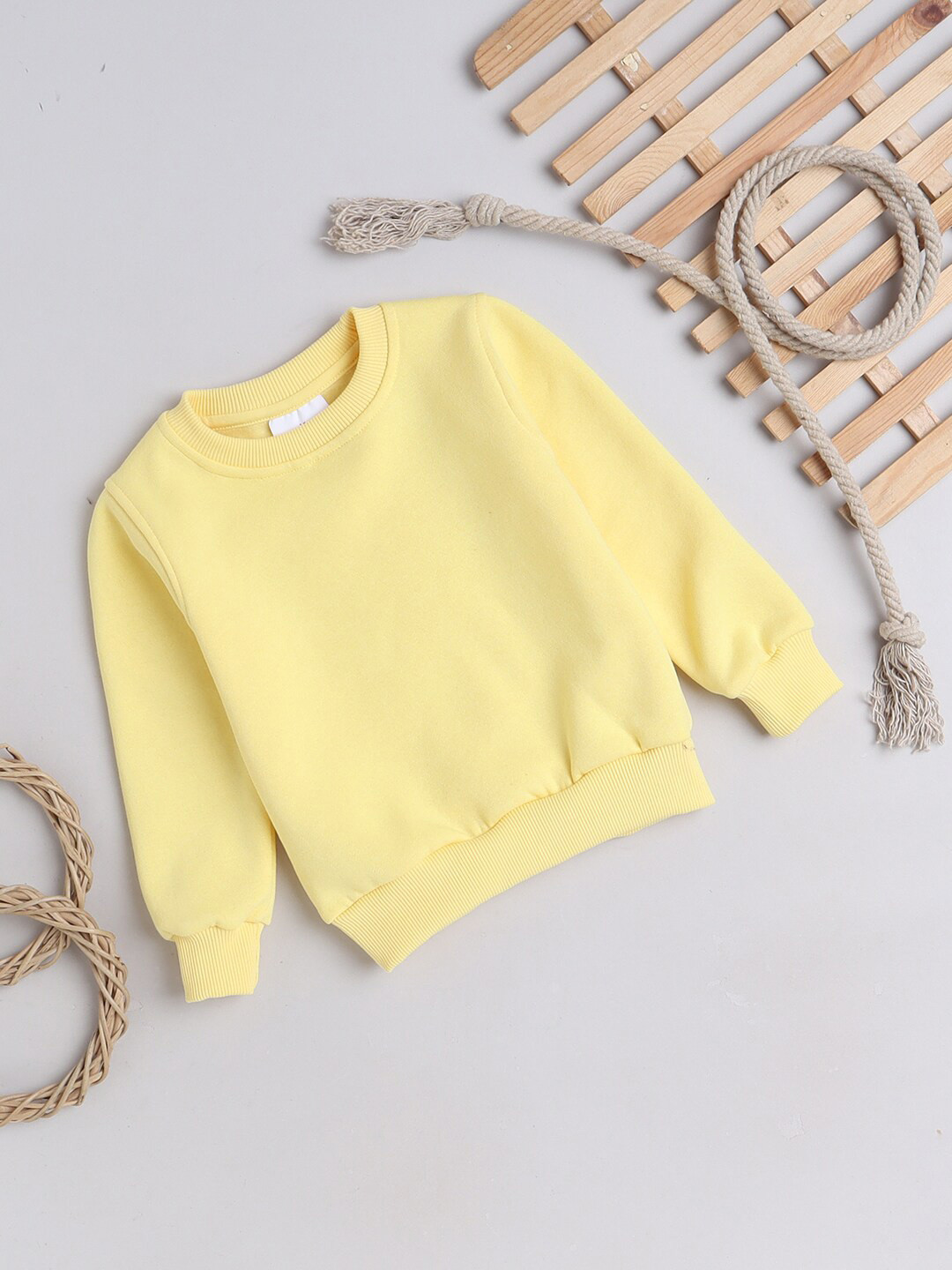 Knitting Doodles Kids Round Neck Long Sleeves Fleece Pullover Sweatshirt