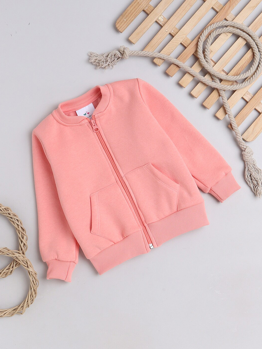 Knitting Doodles Kids Long Sleeves Fleece Front-Open Sweatshirt