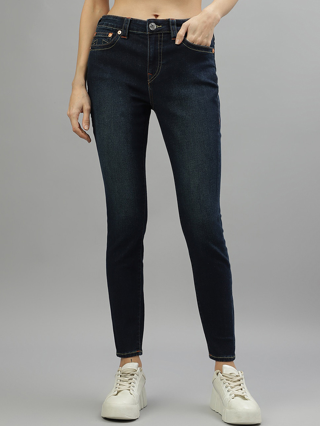 True Religion Women Super T Halle Super Skinny Fit Clean Look Stretchable Jeans