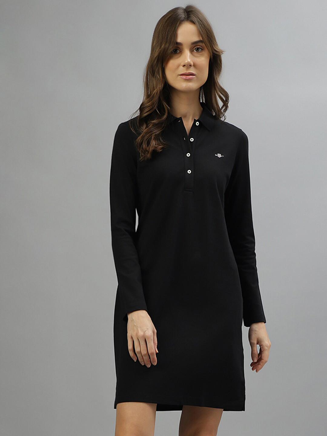 GANT Spread Collar Long Sleeves Pure Cotton T-Shirt Dress