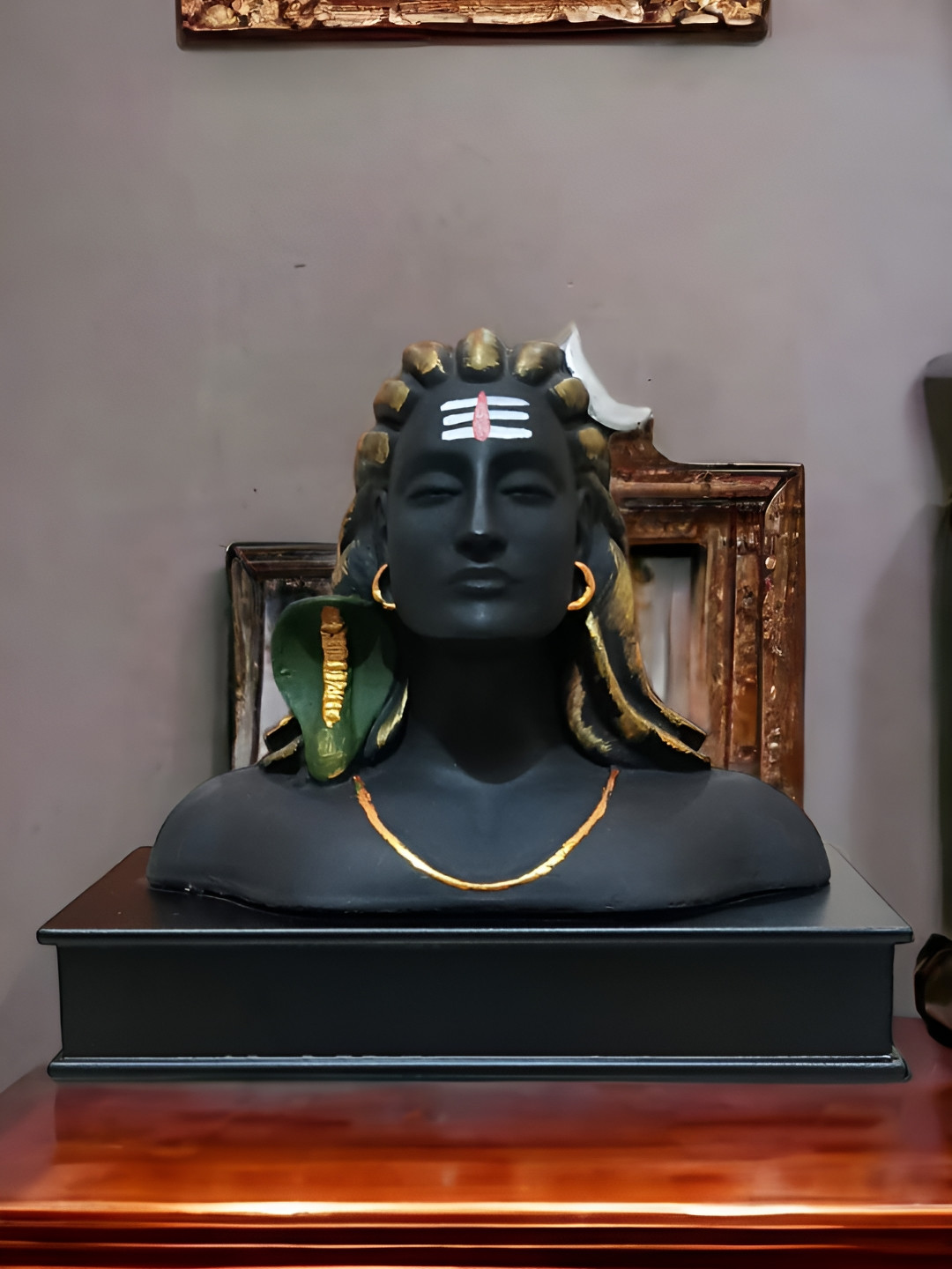 SANKALAN CREATIONS The All New Aadiyogi Black Polyresin Matte Prayer Room Medium Showpiece - 7.9 Inches