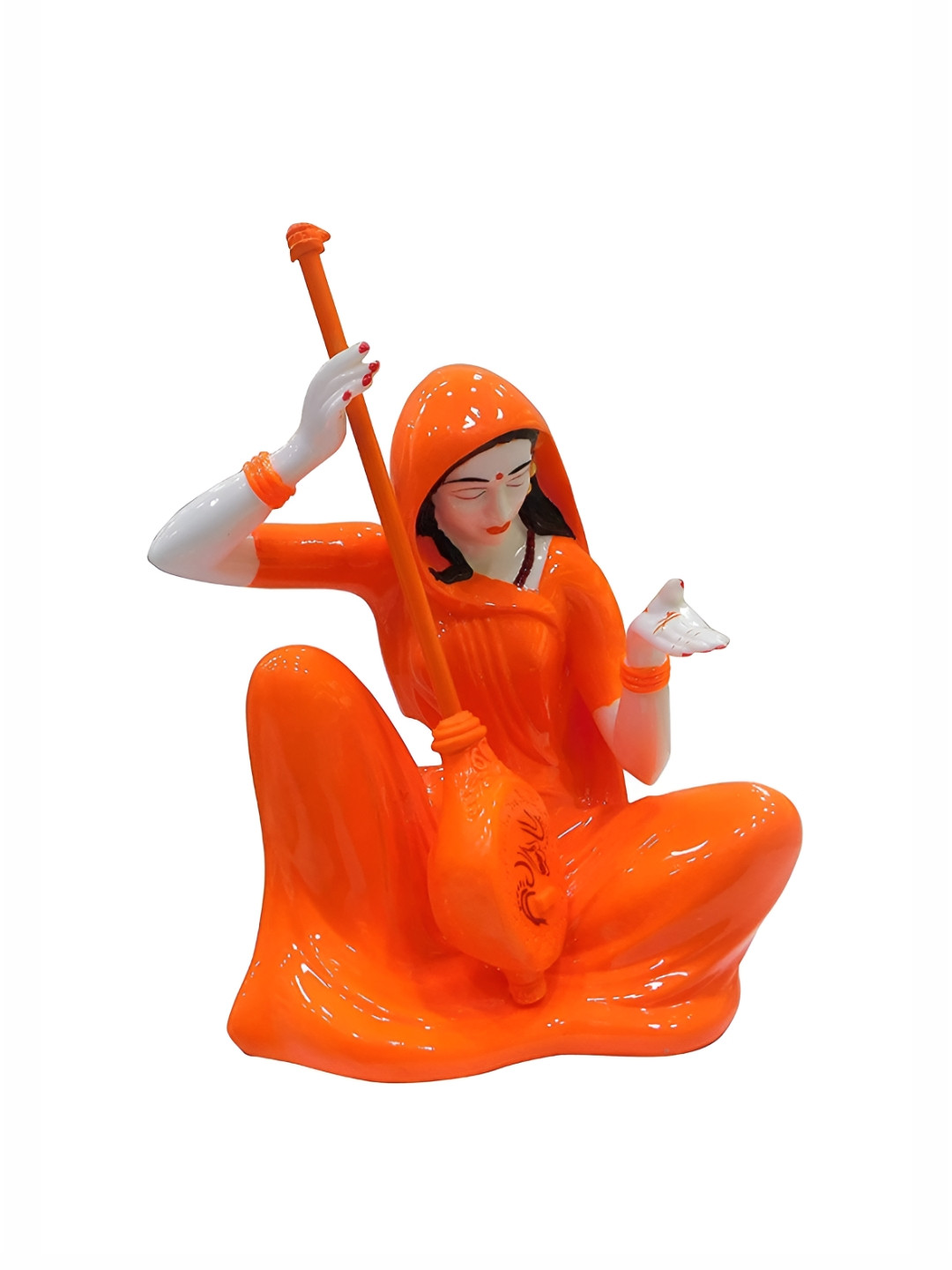 SANKALAN CREATIONS Meerabai Playing Musical instrument Orange Polyresin Natural Living Room Music Large Showpiece - 15 Inches