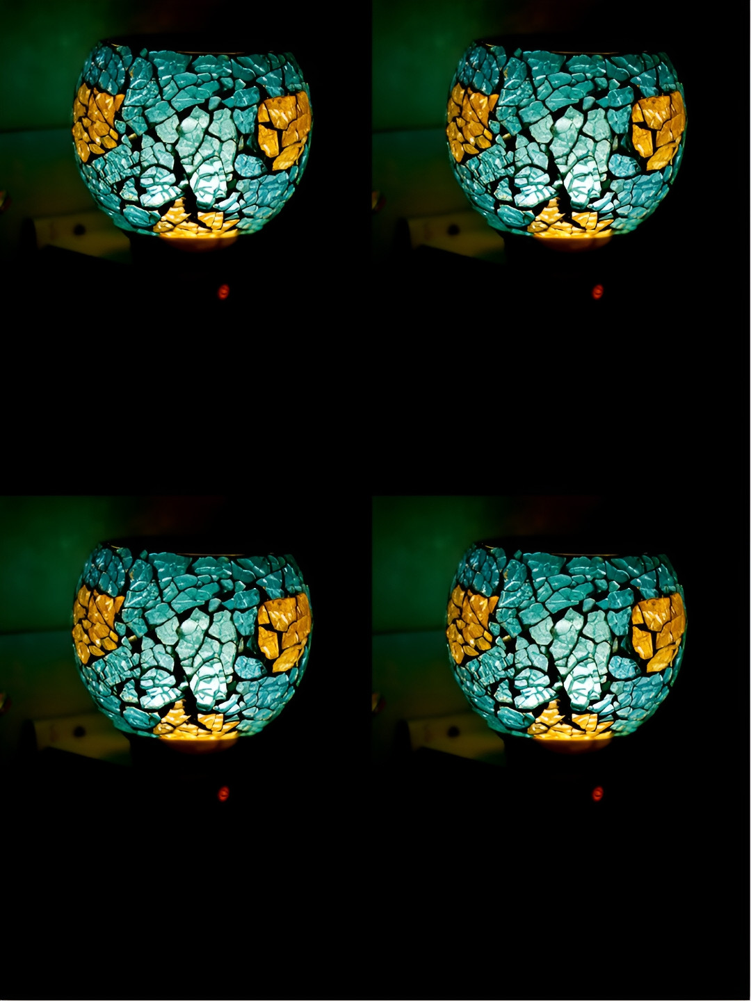 Gojeeva Blue & Yellow Glass Camphor Diffuser With Switch