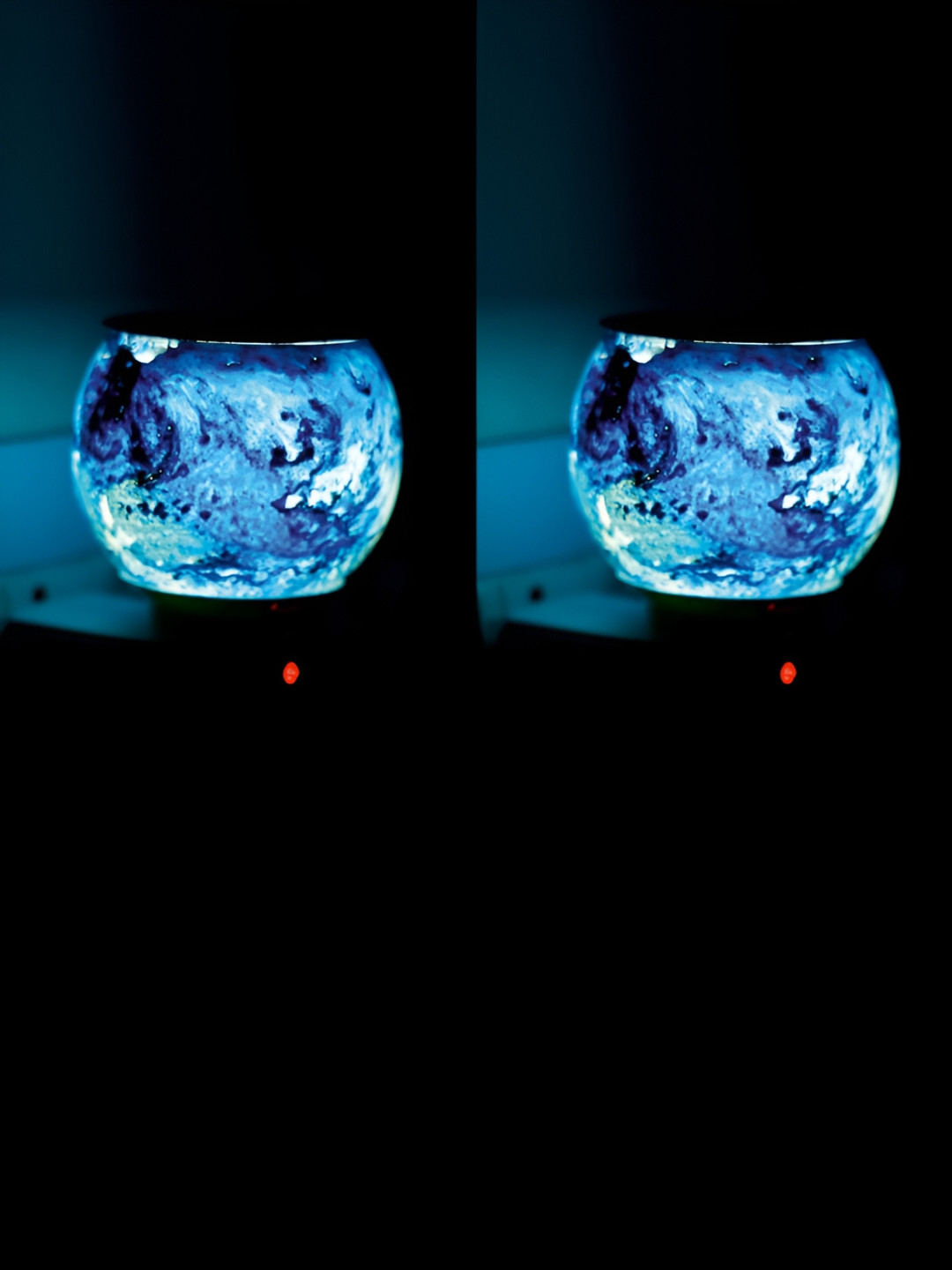 Gojeeva Blue & White Glass Camphor Diffuser With Switch And Lamp