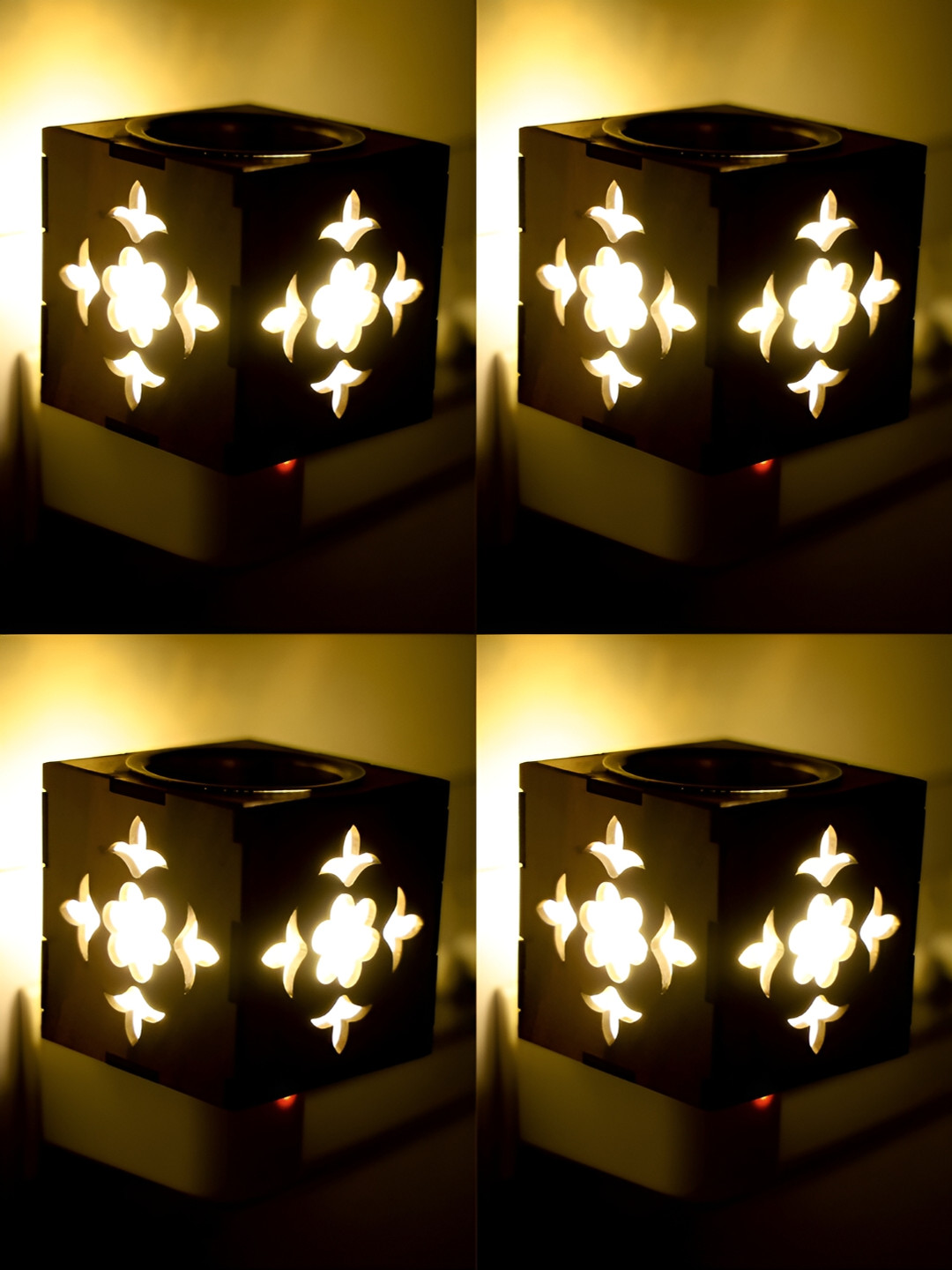 Gojeeva Brown Wooden Camphor Diffuser With Switch And Lamp