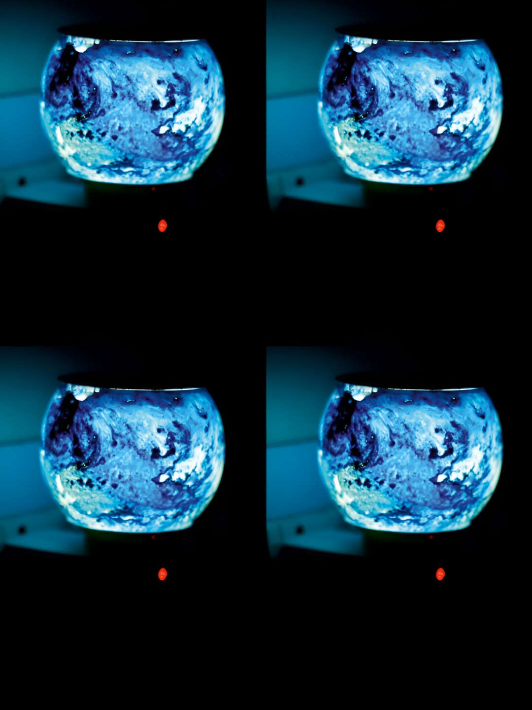 Gojeeva Black & Blue Glass Camphor Diffuser With Switch And Lamp