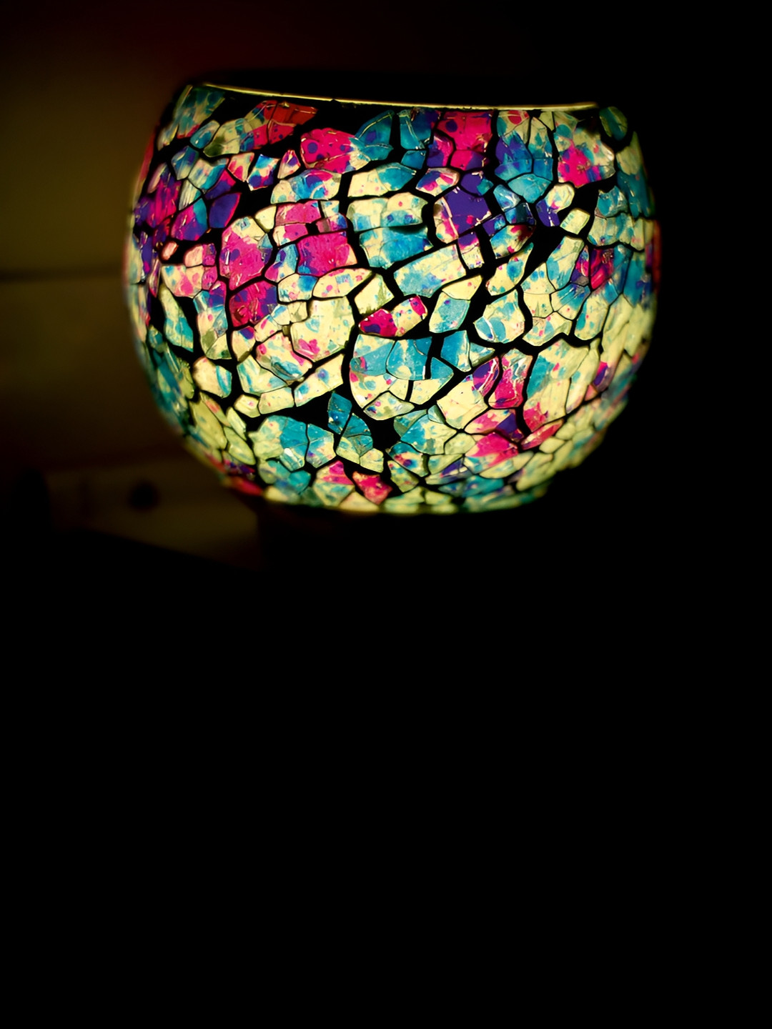 Gojeeva White & Blue Glass Camphor Diffuser With Switch And Lamp