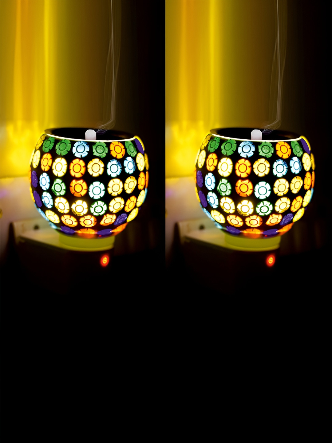 Gojeeva White & Black Glass Camphor Diffuser With Switch And Lamp