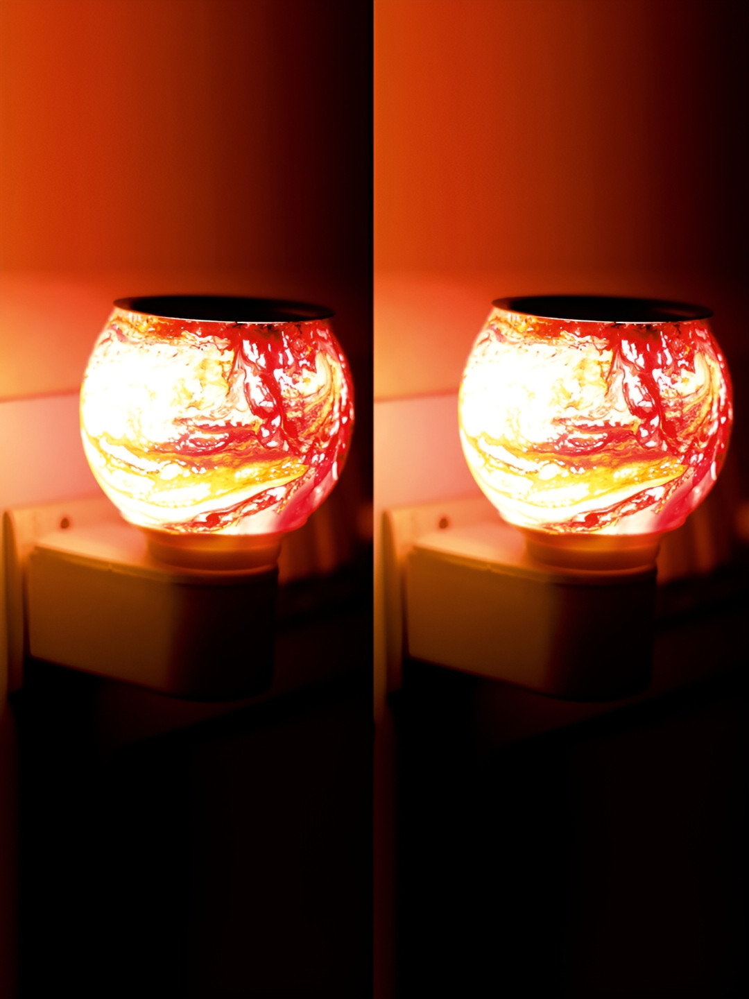 Gojeeva Red & White 2 Pcs Camphor Diffuser Glass With Switch