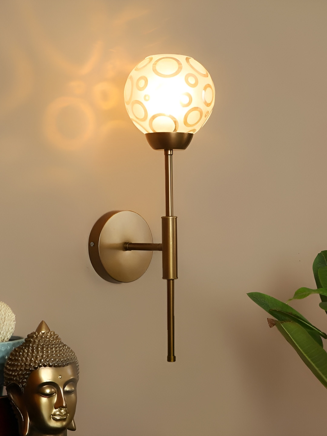 ELIANTE Gold Toned Printed Iron Contemporary Semi-sphere Shaped Wall Lamp
