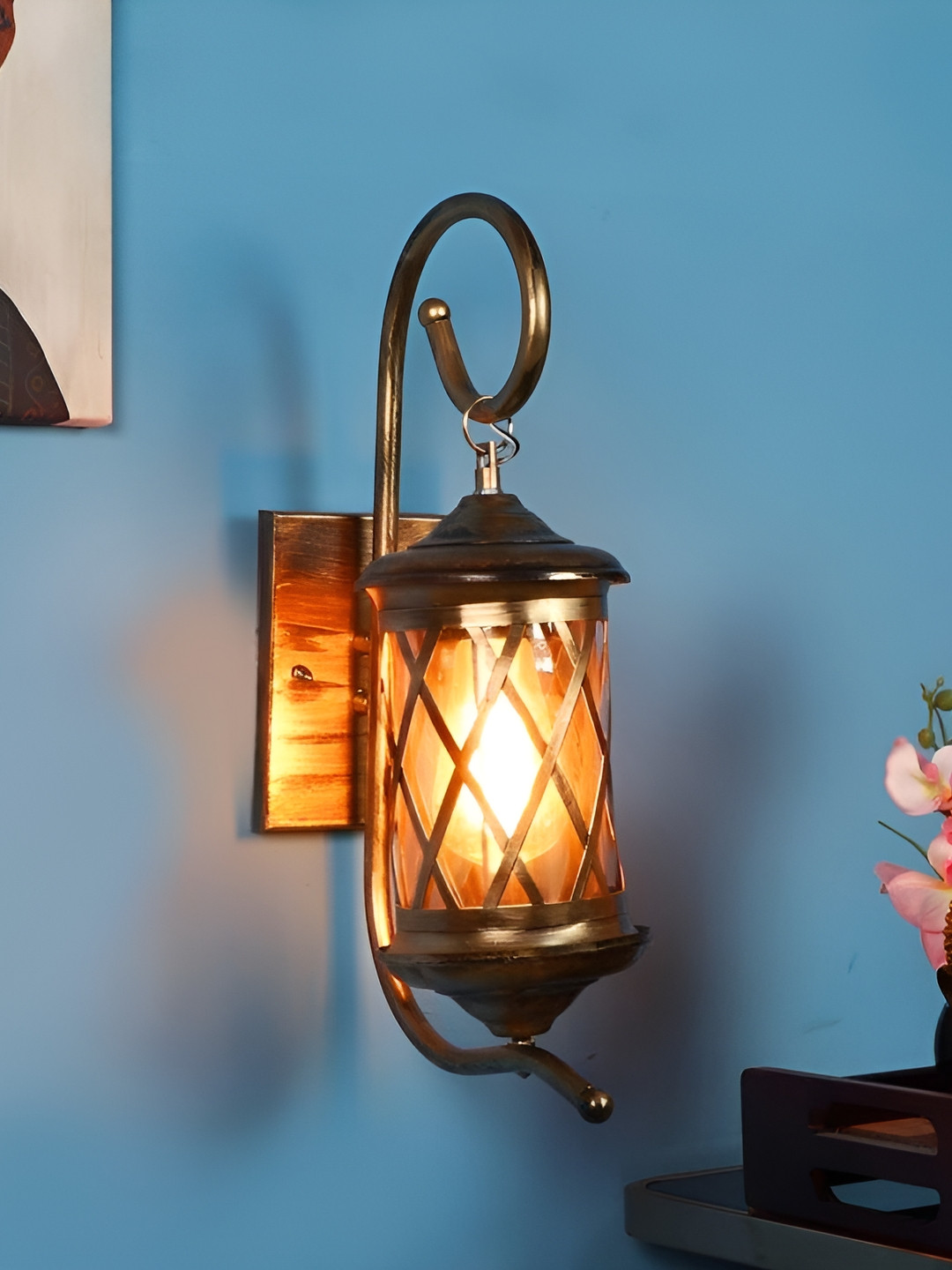 ELIANTE Gold Toned Iron Contemporary Cylinder  Wll Lamp