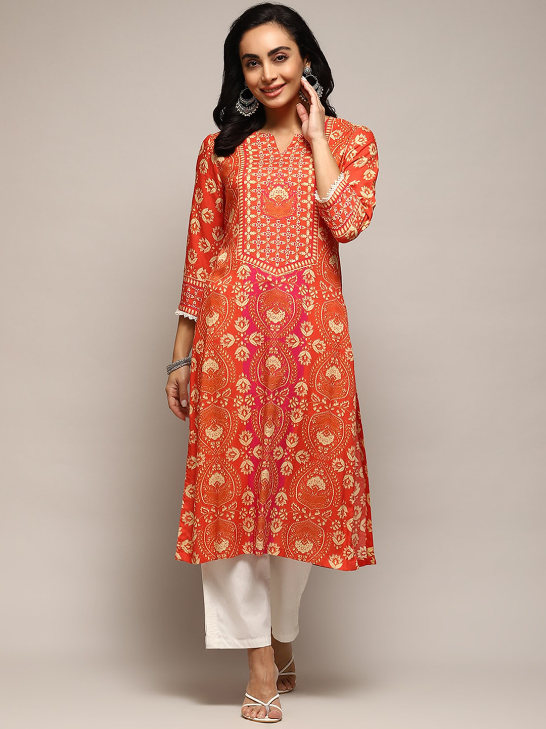 Biba Ethnic Motif Straight Kurta