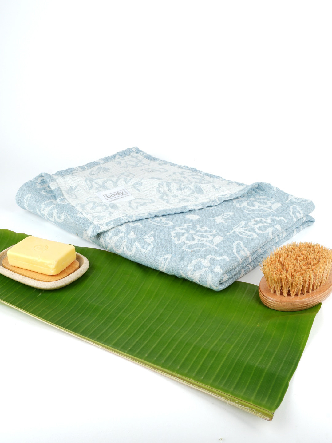 Doctor Towels Blue Floral 250GSM set of 1 Anti-Bacterial Banana Jacquard Bath Towel