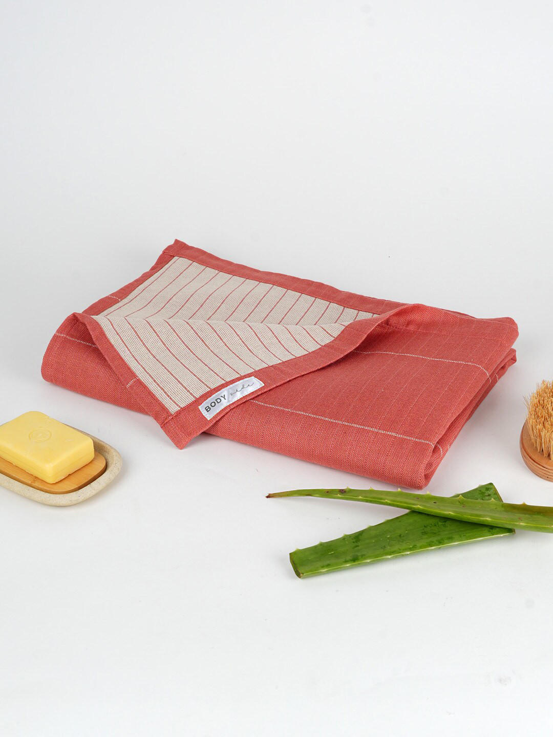 Doctor Towel Red Striped 300GSM Set of1 Anti-Bacterial Aloevera Bath Towel